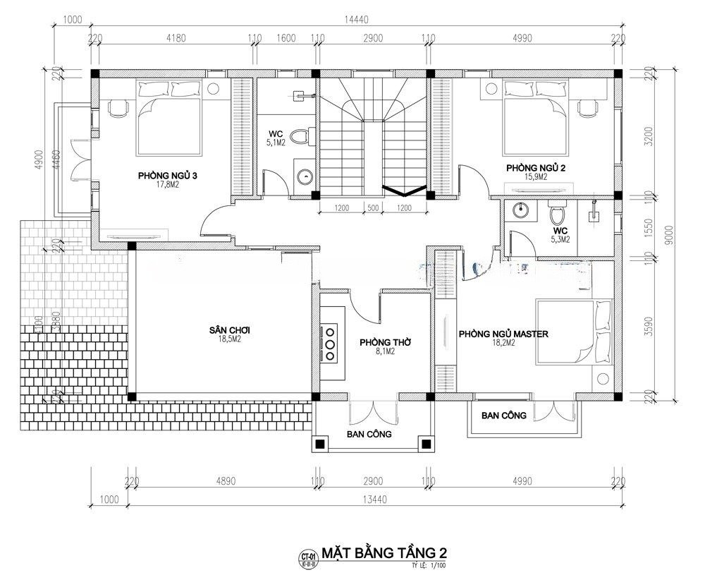 Bản vẽ mẫu nhà đẹp 2 tầng