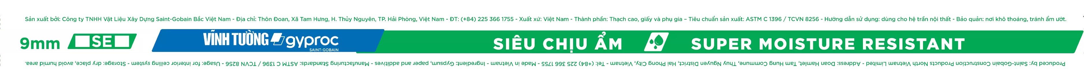 Endtape Tấm thạch cao Siêu Chịu Ẩm Vĩnh Tường-Gyproc