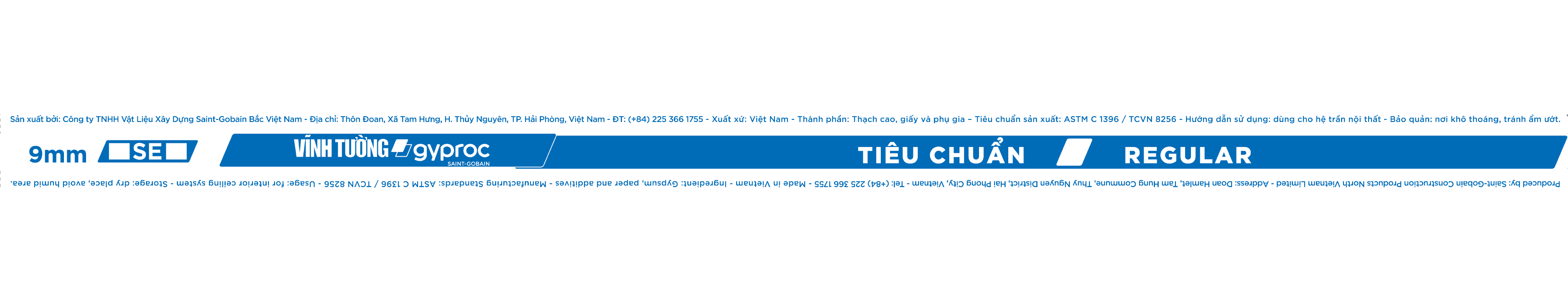 Nhận diện biên tấm thạch cao VĨNH TƯỜNG-gyproc Tiêu Chuẩn: