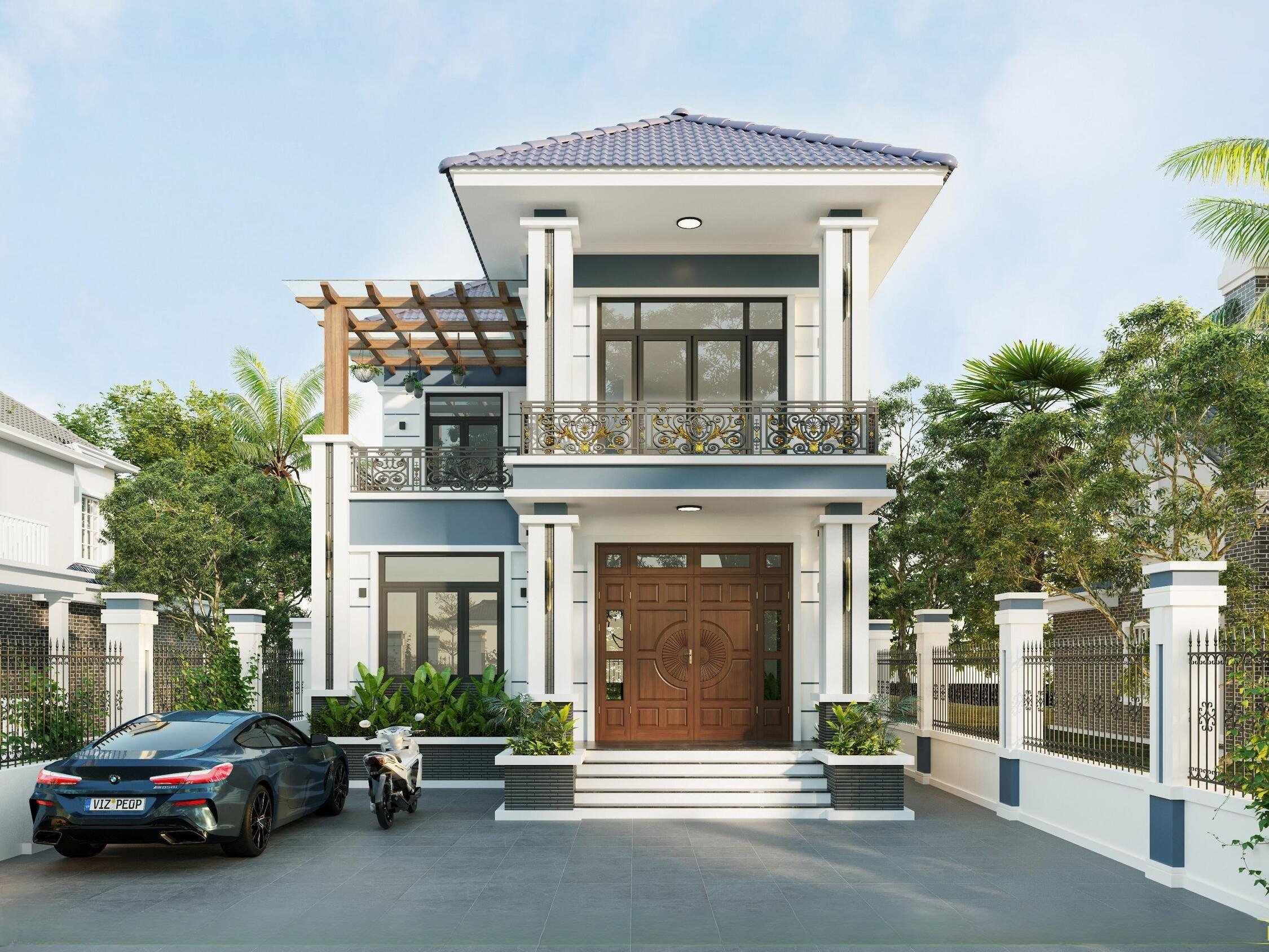 Nhà mái Nhật 2 tầng có chi phí thi công hợp lý
