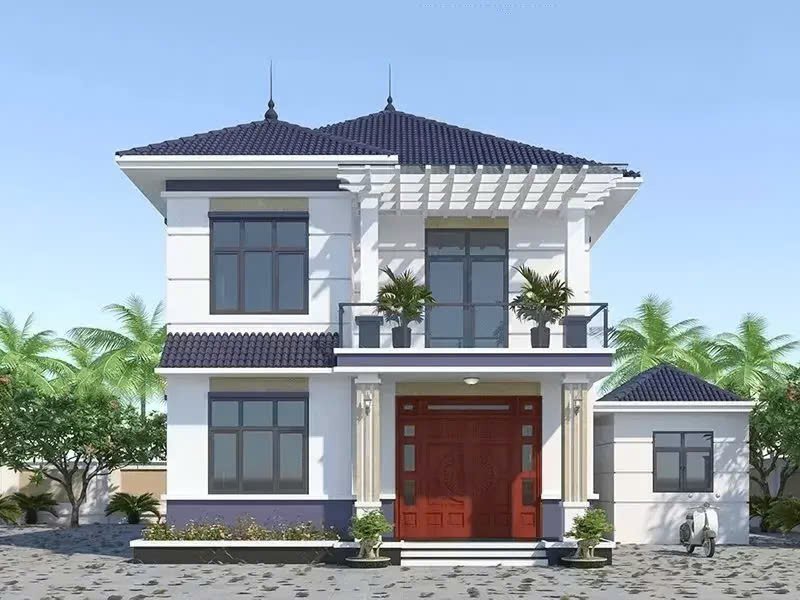 Mẫu nhà phố 2 tầng mái Nhật 8.5x16.5m  