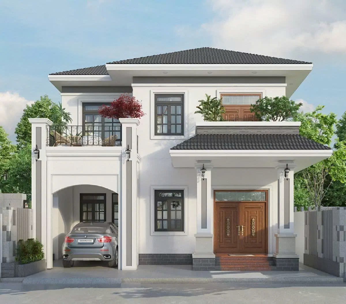 Nhà mái Nhật 2 tầng tính thẩm mỹ cao