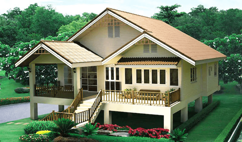 Mẫu nhà sàn đóng trần thạch cao chống nóng, chống ẩm