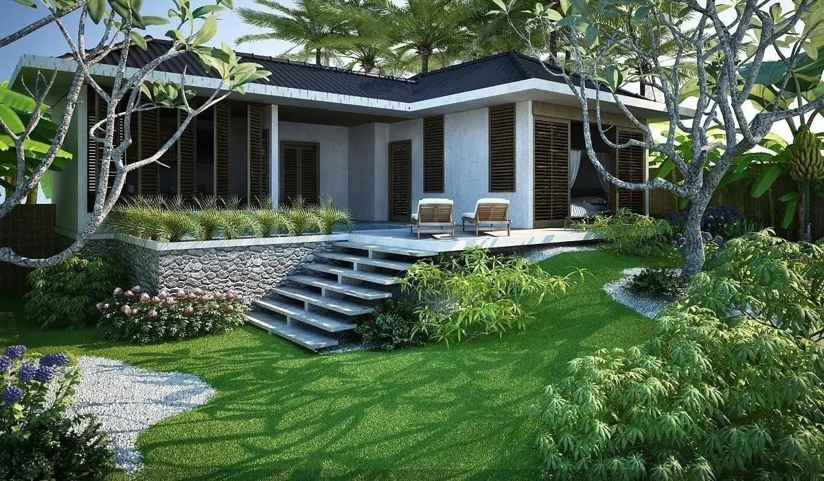 Không gian vườn rộng và cách trang trí sân vườn làm nổi bật căn nhà cấp 4