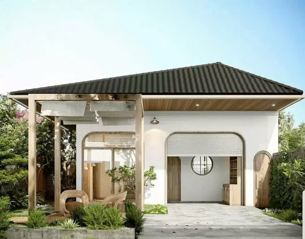 Nhà cấp 4 mái Nhật có gác xép đẹp sở hữu phong cách đơn giản nhưng đầy đủ tiện nghi 