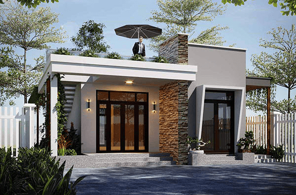 Nhà vườn mái bằng đầy đủ tiện nghi với chi phí thi công hợp lý